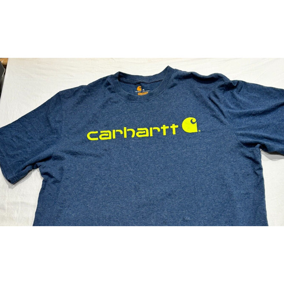Carhartt T-Shirt Blue Spell Out Men's Size XL Crew Neck Short Sleeve - Picture 2 of 6